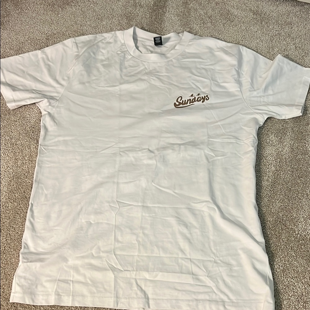 Sundays White Crew Neck Short Sleeve Tee